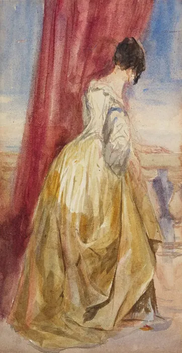 Framed Print : Young Woman in a Yellow Skirt, c1830s. Creator: David Cox the Elder Framed Print : Young Woman in a Yellow Skirt, c1830s. Creator: David Cox the Elder