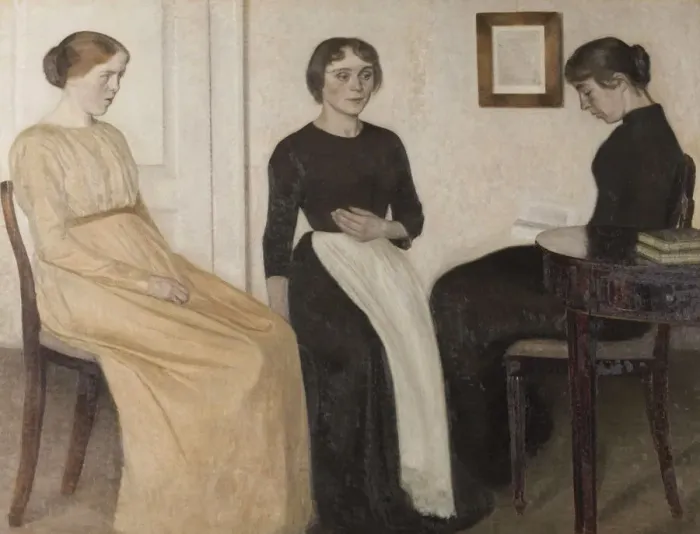 Framed Print : Three young women, 1888. Creator: Hammershoi, Vilhelm (1864-1916) Framed Print : Three young women, 1888. Creator: Hammershoi, Vilhelm (1864-1916)