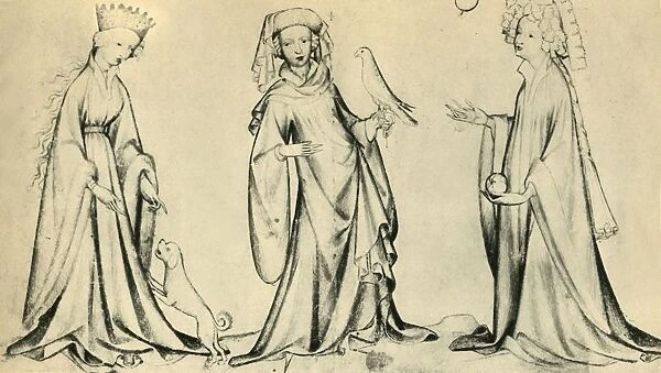 Three young women, c1400, (1943). Creator: Unknown