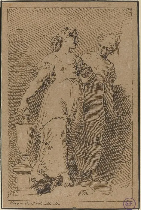 Framed Print : Two Young Women. Creator: Pietro Antonio Novelli Framed Print : Two Young Women. Creator: Pietro Antonio Novelli