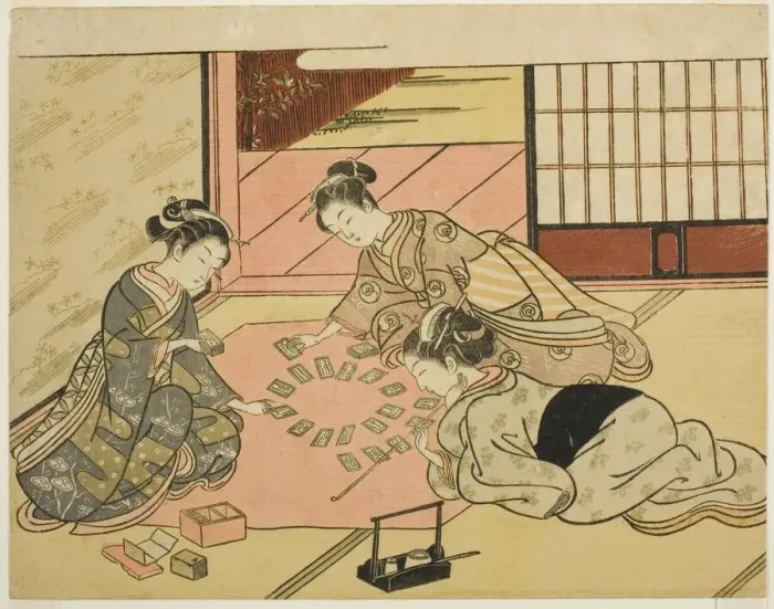 Framed Print : Young Women Playing Poem Cards, c. 1766 / 67. Creator: Suzuki Harunobu Framed Print : Young Women Playing Poem Cards, c. 1766 / 67. Creator: Suzuki Harunobu