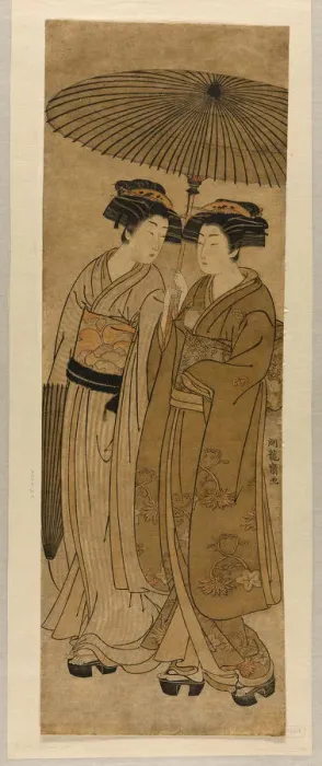 Framed Print : Two Young Women Walking Under an Umbrella, c. 1777. Creator: Isoda Koryusai Framed Print : Two Young Women Walking Under an Umbrella, c. 1777. Creator: Isoda Koryusai
