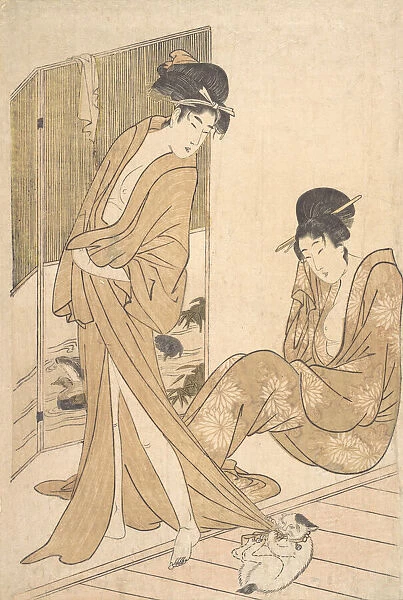 Two Young Women Wrapped in Yukata After a Bath, ca. 1796. Creator: Kitagawa Utamaro
