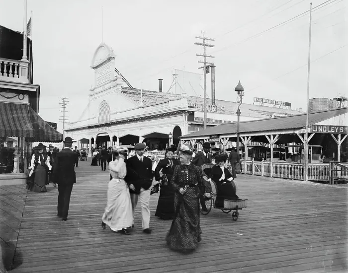 Framed Print : Young's pier & boardwalk, Atlantic City, N.J. between 1895 and 1910. Creator: Unknown. Young's pier & boardwalk, Atlantic City, N.J. between 1895 and 1910. Creator: Unknown Framed Print : Young's pier & boardwalk, Atlantic City, N.J. between 1895 and 1910. Creator: Unknown. Young's pier & boardwalk, Atlantic City, N.J. between 1895 and 1910. Creator: Unknown