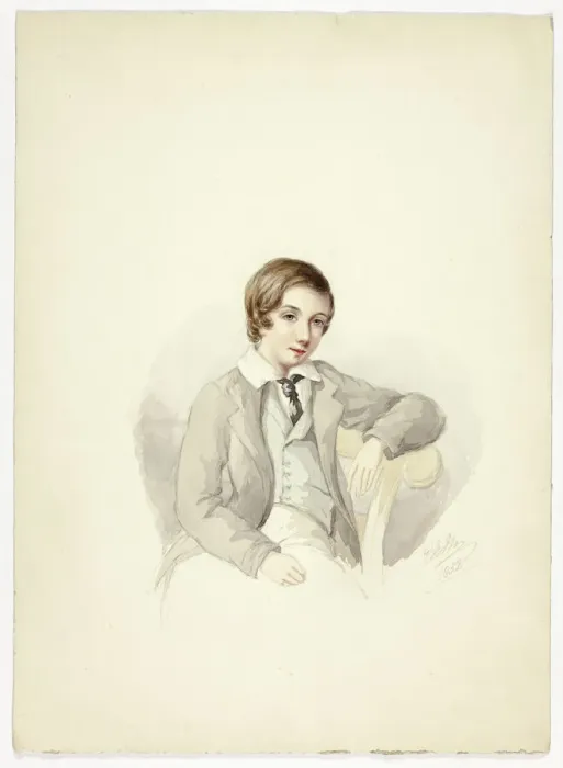 Framed Print : Youth Leaning on Chair, 1852. Creator: Elizabeth Murray Framed Print : Youth Leaning on Chair, 1852. Creator: Elizabeth Murray