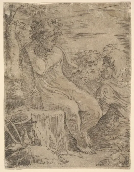 Framed Print : Youth with two old Men, 16th century. Creator: Unknown Framed Print : Youth with two old Men, 16th century. Creator: Unknown