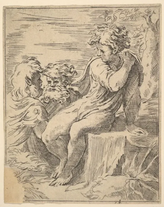 Framed Print : Youth with two Old Men, 17th century. Creator: Unknown Framed Print : Youth with two Old Men, 17th century. Creator: Unknown