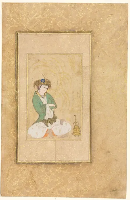 Framed Print : Youth Seated by a Willow; Single Page Illustration, c. 1600-1650. Creator: Muhammad Yusuf Framed Print : Youth Seated by a Willow; Single Page Illustration, c. 1600-1650. Creator: Muhammad Yusuf