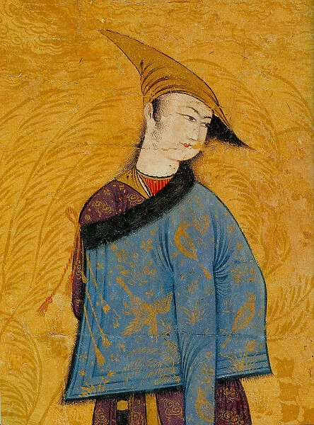 Youth wearing a short fur-lined coat over his shoulder, 1640s. Artist: Muhammad Yusuf (Mid of the 17th cen. )