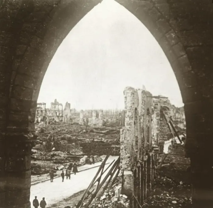 Framed Print : Ypres in ruins, Flanders, Belgium, c1914-c1918 Framed Print : Ypres in ruins, Flanders, Belgium, c1914-c1918