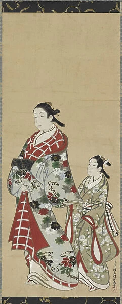 Yujo and her understudy (kamuro), Edo period, 1615-1868. Creator: Miyagawa Choki