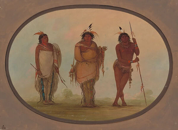 Three Yumaya Indians, 1855  /  1869. Creator: George Catlin