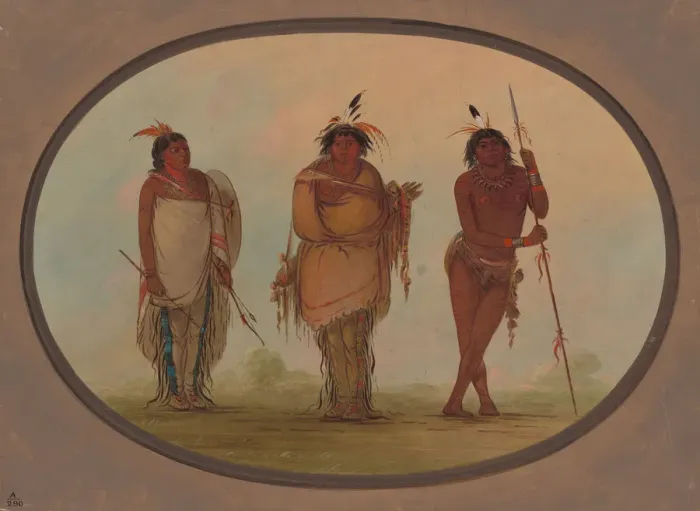 Framed Print : Three Yumaya Indians, 1855 / 1869. Creator: George Catlin Framed Print : Three Yumaya Indians, 1855 / 1869. Creator: George Catlin