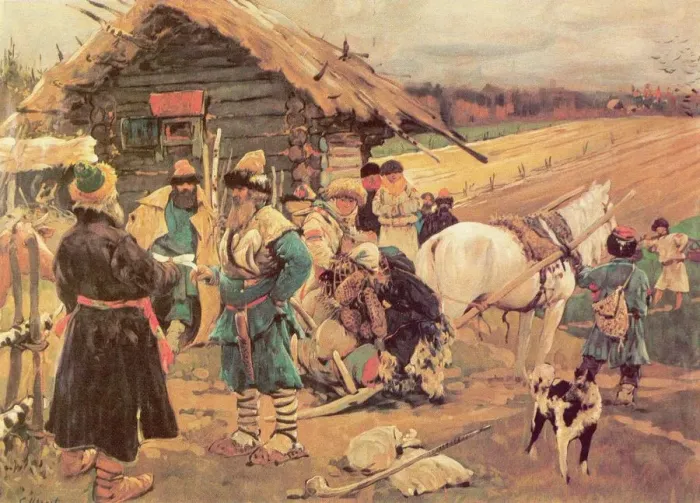 Framed Print : Yuris Day (Saint George Day), 1908. Artist: Ivanov, Sergei Vasilyevich (1864-1910) Framed Print : Yuris Day (Saint George Day), 1908. Artist: Ivanov, Sergei Vasilyevich (1864-1910)