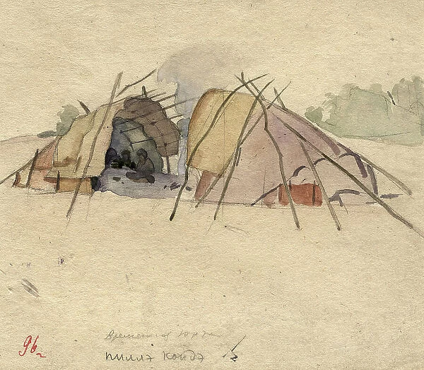 A yurt of two halves. Selkups, 1920. Creator: A. G. Vargin