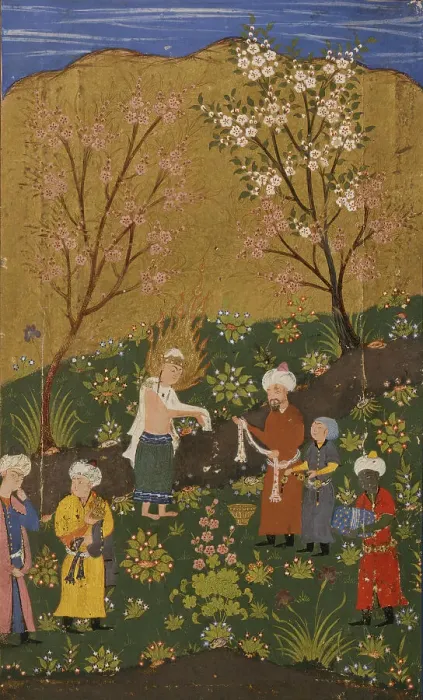Framed Print : Yusuf, After His Ordeal in the Pit; Page from the Manuscript of Yusuf and Zulaykha of Jami, c1560. Creator: Unknown Framed Print : Yusuf, After His Ordeal in the Pit; Page from the Manuscript of Yusuf and Zulaykha of Jami, c1560. Creator: Unknown
