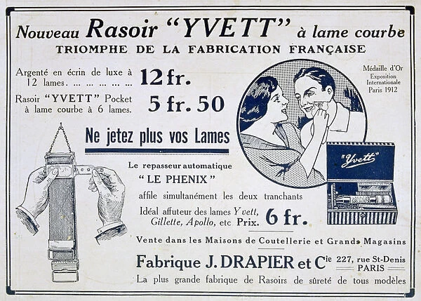 Yvett razor advertisement, 1915
