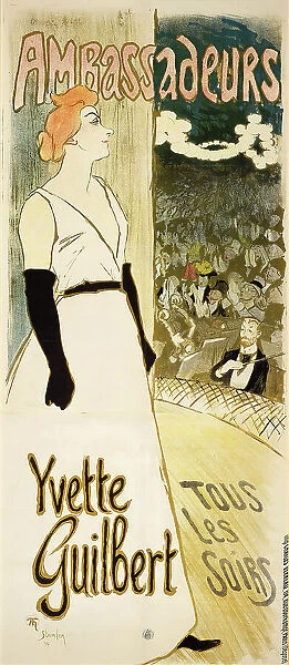 Yvette Guilbert. Ambassadeurs tous les soirs, 1894. Creator: Steinlen, Théophile Alexandre (1859-1923)