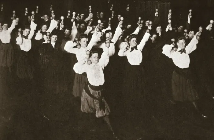 Framed Print : YWCA members exercising, 1910s Framed Print : YWCA members exercising, 1910s