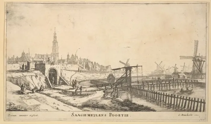 Framed Print : The Zaagmolen Gate, 17th century. Creator: Reinier Zeeman Framed Print : The Zaagmolen Gate, 17th century. Creator: Reinier Zeeman