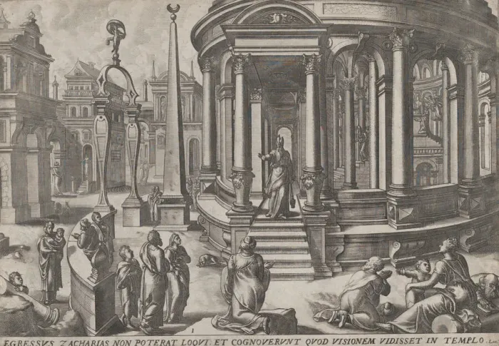 Framed Print : Zacharias Stepping out of the Temple, from the series Events in and around the Temple Framed Print : Zacharias Stepping out of the Temple, from the series Events in and around the Temple
