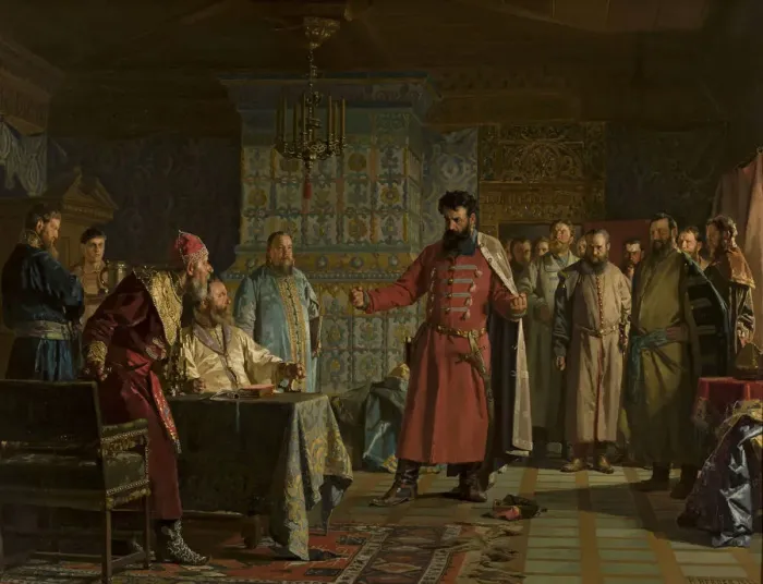 Framed Print : Zakhary Lyapunovs quarrel with the Tsar Vasili Shuisky at Kremlin, 1886 Framed Print : Zakhary Lyapunovs quarrel with the Tsar Vasili Shuisky at Kremlin, 1886