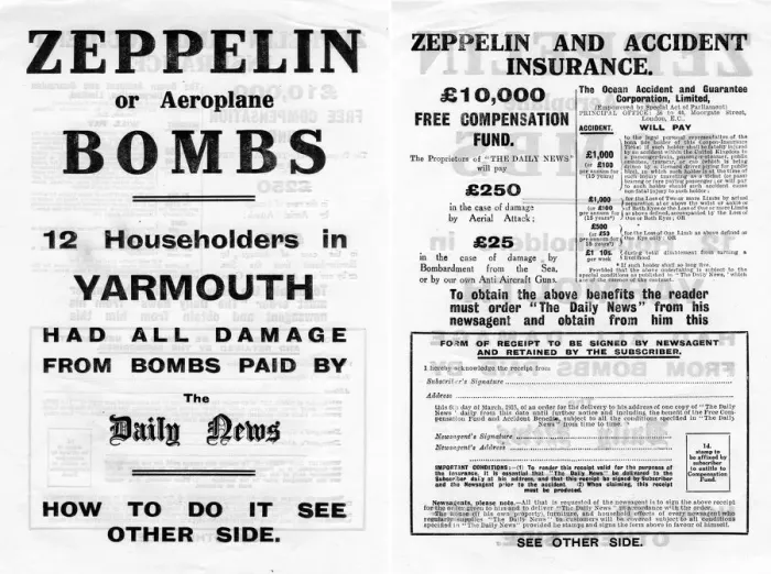Framed Print : Zeppelin and accident insurance advertisement, 1910