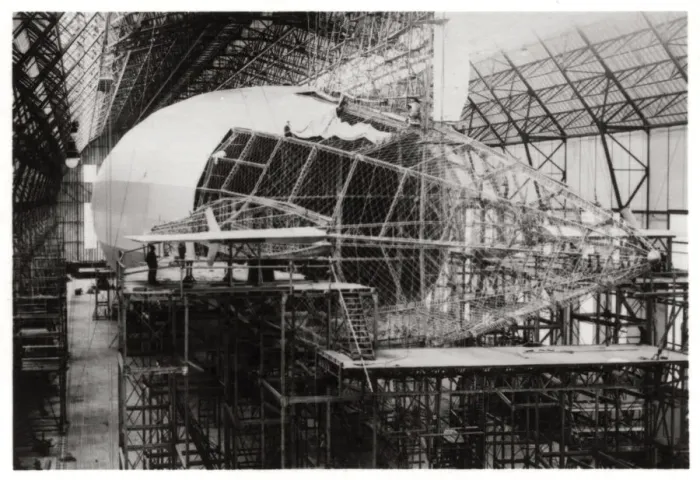 Framed Print : Zeppelin LZ 126 under construction, Friedrichshafen, Germany, 1924 (1933)