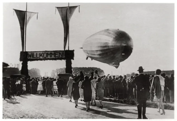 Framed Print : Zeppelin LZ 127 Graf Zeppelin landing at Friedrichshafen, Germany, 1933