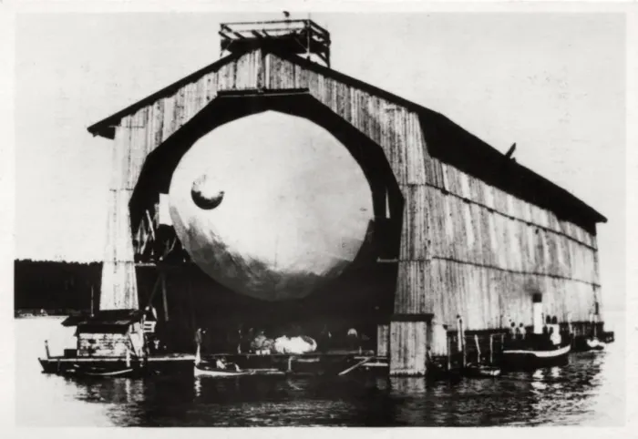 Framed Print : Zeppelin LZ1 in a floating hanger at Manzell, Friedrichshafen, Germany, 1900, (1933) Framed Print : Zeppelin LZ1 in a floating hanger at Manzell, Friedrichshafen, Germany, 1900, (1933)
