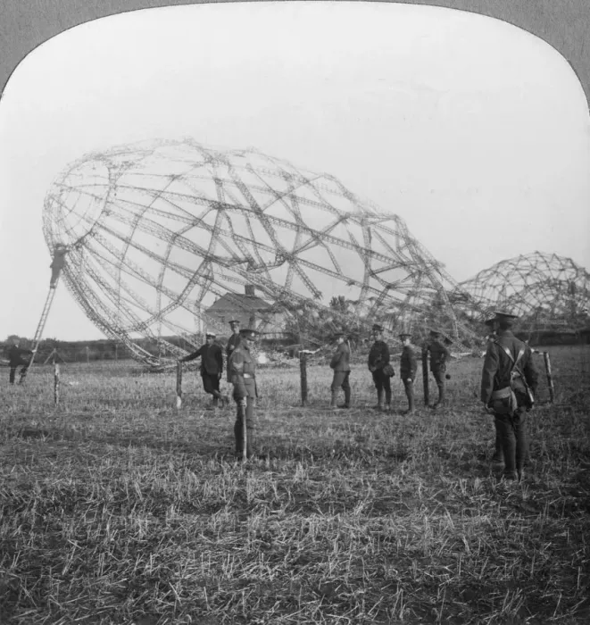 Framed Print : Zeppelin shot down near Colchester, Essex, World War I, 1916. Artist: Realistic Travels Publishers Framed Print : Zeppelin shot down near Colchester, Essex, World War I, 1916. Artist: Realistic Travels Publishers