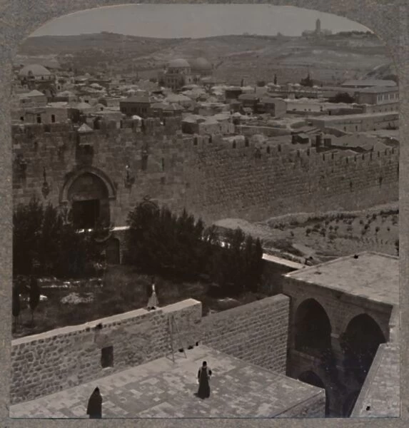 Zion Gate. The Mount of Olives and Mount Scopus in the distance, c1900