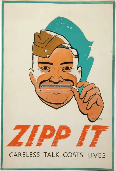 Framed Print : Zipp it. Careless Talk Costs Lives, poster, World War II, c1939-c1945. Creator: Radcliffe. Zipp it. Careless Talk Costs Lives, poster, World War II, c1939-c1945 Framed Print : Zipp it. Careless Talk Costs Lives, poster, World War II, c1939-c1945. Creator: Radcliffe. Zipp it. Careless Talk Costs Lives, poster, World War II, c1939-c1945