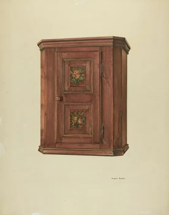 Framed Print : Zoar Cherry Bonnet Cabinet, c. 1938. Creator: Angelo Bulone Framed Print : Zoar Cherry Bonnet Cabinet, c. 1938. Creator: Angelo Bulone