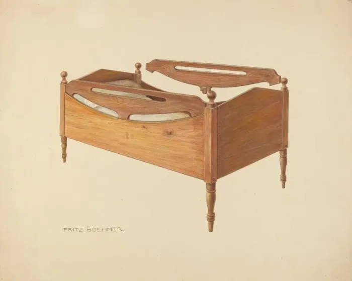 Framed Print : Zoar Childs Bed, c. 1938. Creator: Fritz Boehmer Framed Print : Zoar Childs Bed, c. 1938. Creator: Fritz Boehmer