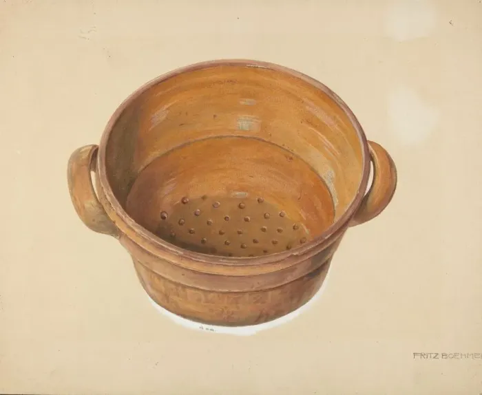 Framed Print : Zoar Colander, c. 1937. Creator: Fritz Boehmer Framed Print : Zoar Colander, c. 1937. Creator: Fritz Boehmer
