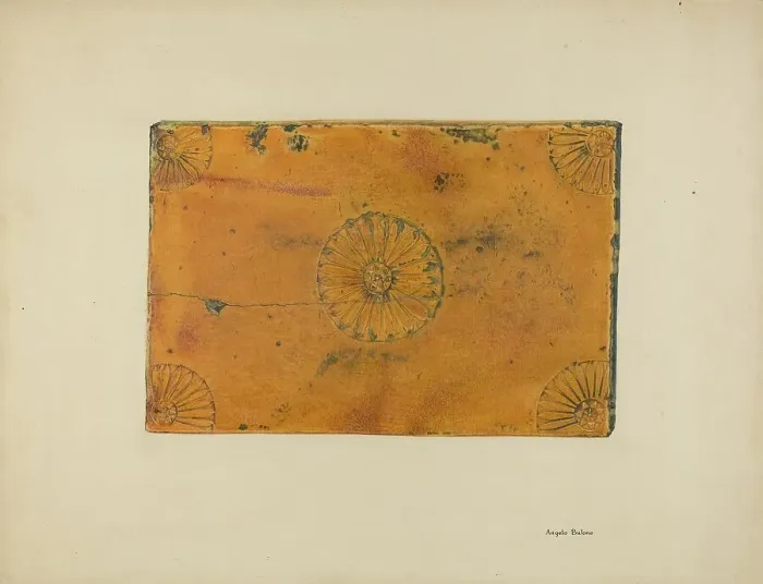 Framed Print : Zoar Fireplace Tile, c. 1938. Creator: Angelo Bulone Framed Print : Zoar Fireplace Tile, c. 1938. Creator: Angelo Bulone