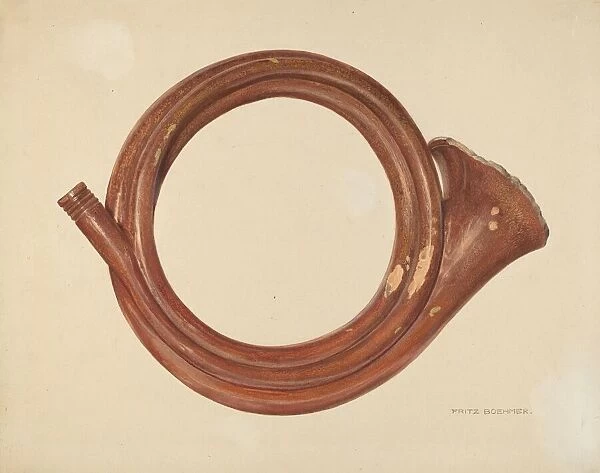 Zoar Pottery Assembly Horn, c. 1937. Creator: Fritz Boehmer