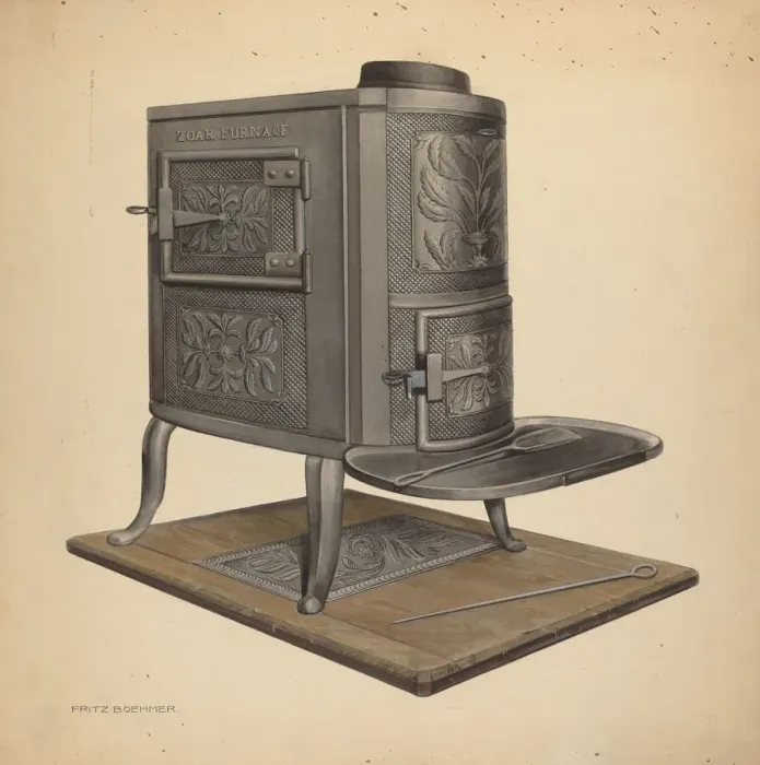 Framed Print : Zoar Stove, c. 1938. Creator: Fritz Boehmer Framed Print : Zoar Stove, c. 1938. Creator: Fritz Boehmer