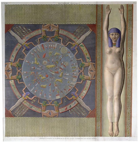 Zodiac ceiling from the grand Temple at Denderah, Egypt, c1826