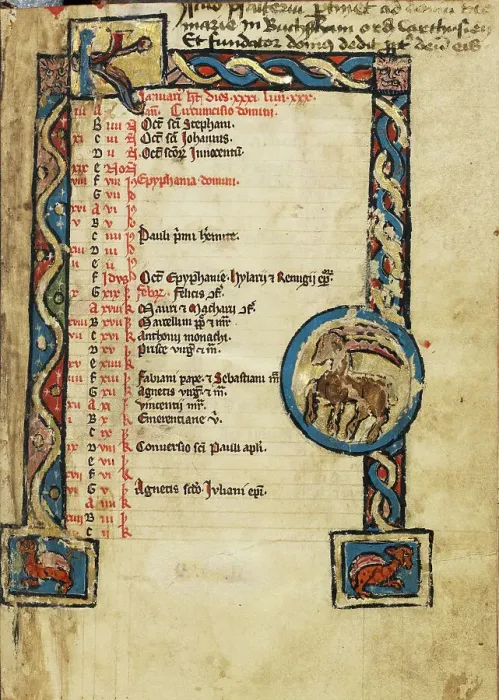 Framed Print : Zodiacal Sign of Capricorn; Psalter, third quarter of 13th century. Creator: Unknown Framed Print : Zodiacal Sign of Capricorn; Psalter, third quarter of 13th century. Creator: Unknown