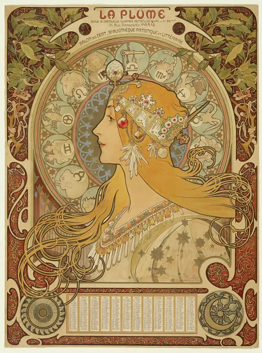 Framed Print : Zodiaque ('La Plume'), 1896-97. Creator: Alphonse Mucha. Zodiaque ('La Plume'), 1896-97. Creator: Alphonse Mucha Framed Print : Zodiaque ('La Plume'), 1896-97. Creator: Alphonse Mucha. Zodiaque ('La Plume'), 1896-97. Creator: Alphonse Mucha