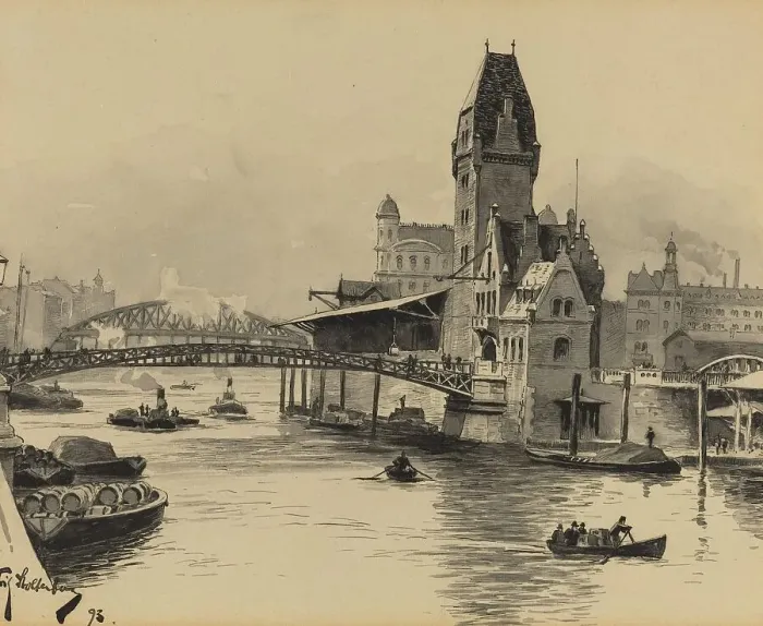 Framed Print : Zollkanal, 1893. Creator: Fritz Stoltenberg Framed Print : Zollkanal, 1893. Creator: Fritz Stoltenberg