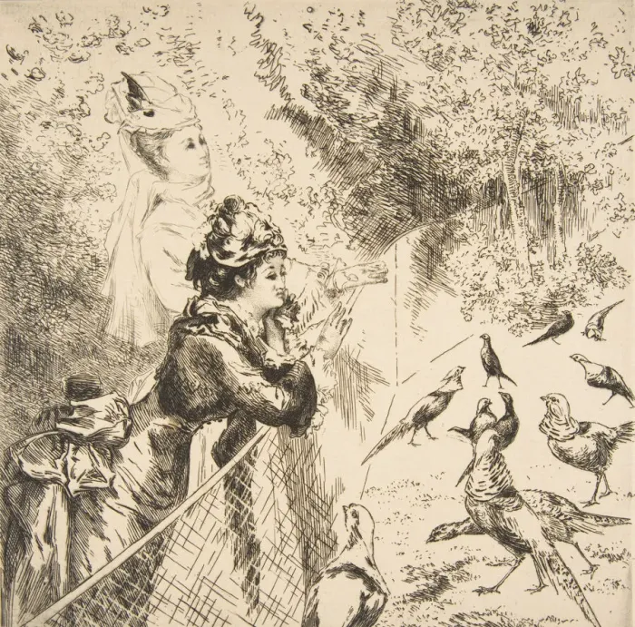 Framed Print : In the Zoological Garden, ca. 1873. Creator: Felix Bracquemond Framed Print : In the Zoological Garden, ca. 1873. Creator: Felix Bracquemond
