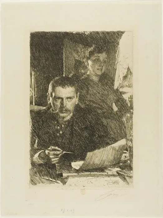 Framed Print : Zorn and His Wife, 1890. Creator: Anders Leonard Zorn Framed Print : Zorn and His Wife, 1890. Creator: Anders Leonard Zorn