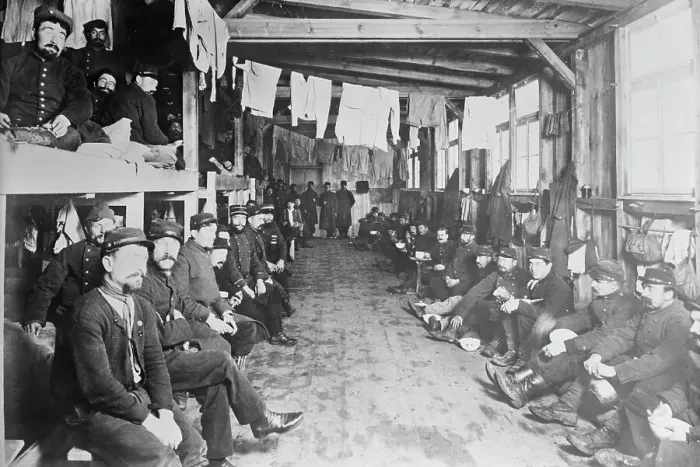 Framed Print : Zossen, prisoners sleeping room, between 1914 and c1915. Creator: Bain News Service Framed Print : Zossen, prisoners sleeping room, between 1914 and c1915. Creator: Bain News Service