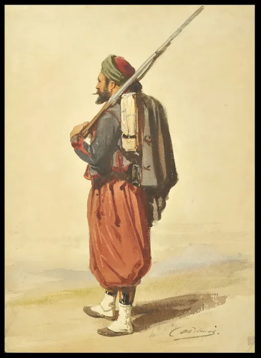 Framed Print : Zouave. Artist: Delacroix, Auguste (1809-1868)