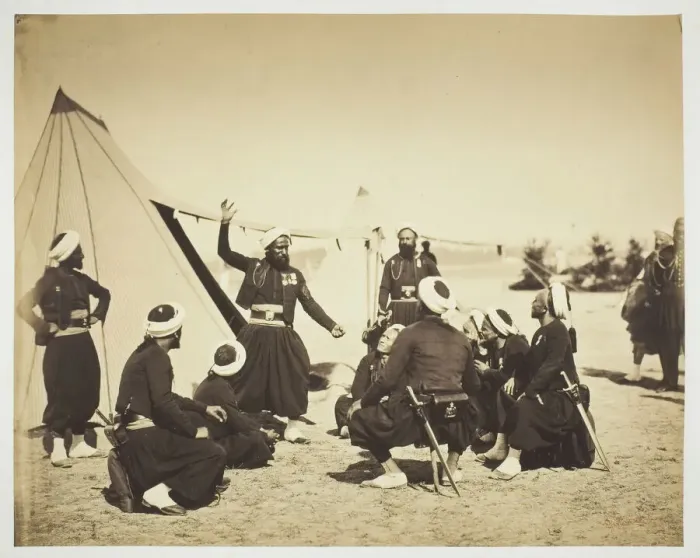 Framed Print : Zouave Storyteller (Le recit), 1857. Creator: Gustave Le Gray Framed Print : Zouave Storyteller (Le recit), 1857. Creator: Gustave Le Gray