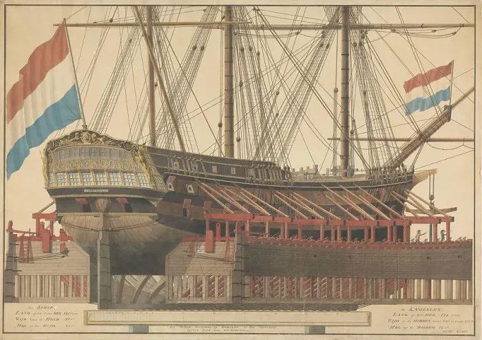 Framed Print : The Zoutman on ship camels, 1807. Creator: J. Vos Framed Print : The Zoutman on ship camels, 1807. Creator: J. Vos