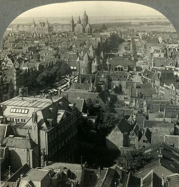 From Zuider Kerk N. W. over Market and Weigh House to Suburbs, Amsterdam, Netherlands, c1930s